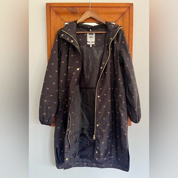 Women's Black Raincoat with Gold Accents - Picture 3 of 4